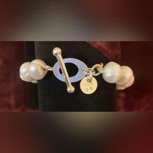 Handmade, Boujie Cowgirl, Pearl & Sterling Silver Bracelet. Made in USA.